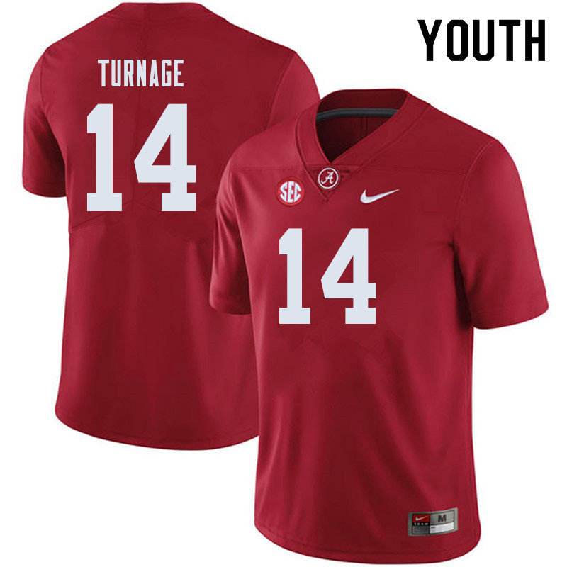 Youth #14 Brandon Turnage Alabama Crimson Tide College Football Jerseys Sale-Crimson